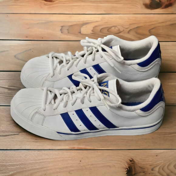 Men's Adidas NEO White & Blue Striped Sneakers - Picture 5 of 8